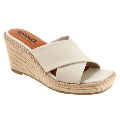 Softwalk Hastings S2324-131 Womens Beige Narrow Leather Wedges Sandals Shoes