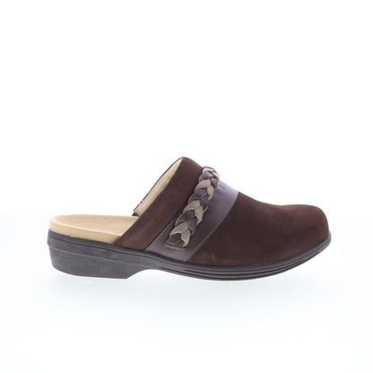 Spenco Topanga Clog SP1097FFR Womens Brown Suede Slip On Clog Flats Shoes