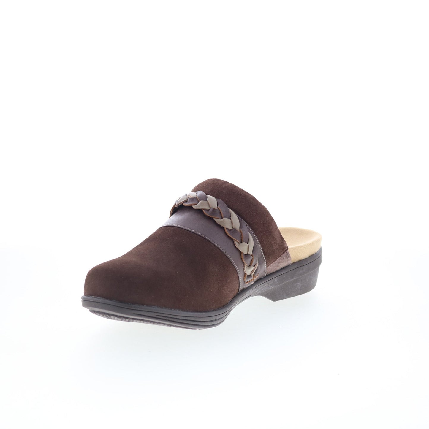 Spenco Topanga Clog SP1097FFR Womens Brown Suede Slip On Clog Flats Shoes