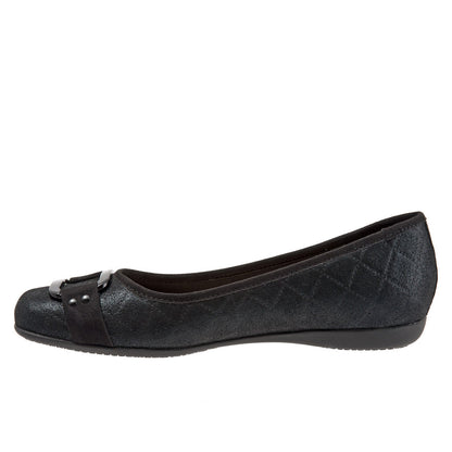 Trotters Sizzle Sign T1251-015 Womens Black Narrow Ballet Flats Shoes