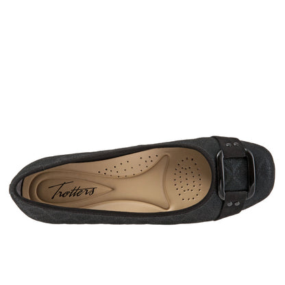 Trotters Sizzle Sign T1251-015 Womens Black Narrow Ballet Flats Shoes
