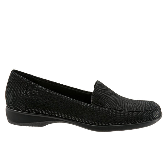Trotters Jenn Mini T1365-004 Womens Black Narrow Leather Loafer Flats Shoes