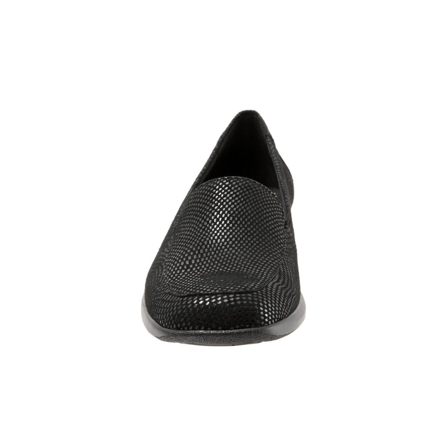 Trotters Jenn Mini T1365-004 Womens Black Narrow Leather Loafer Flats Shoes