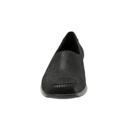 Trotters Jenn Mini T1365-004 Womens Black Narrow Leather Loafer Flats Shoes