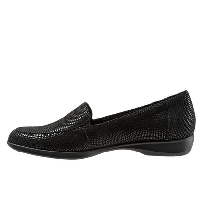 Trotters Jenn Mini T1365-004 Womens Black Narrow Leather Loafer Flats Shoes