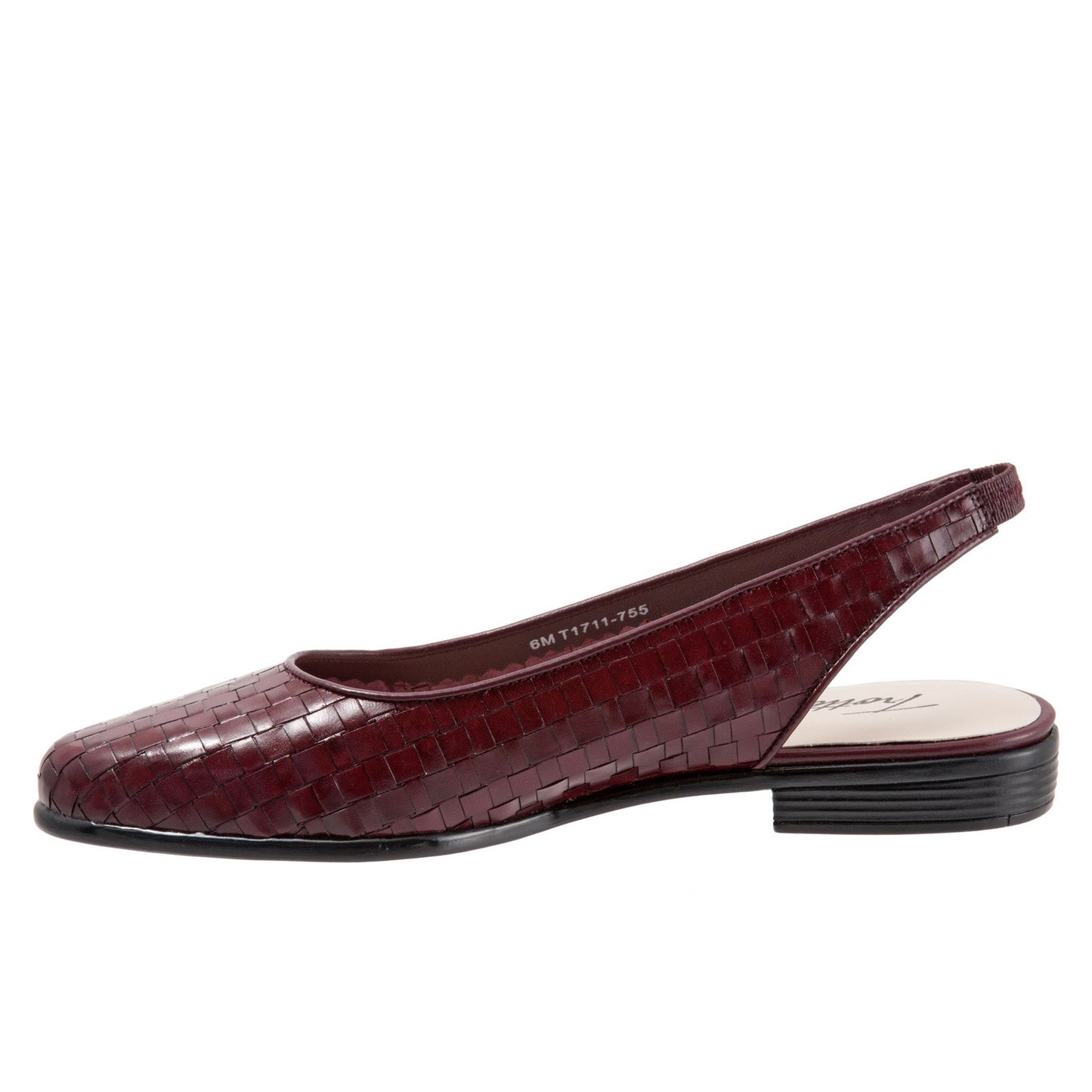 Trotters Lucy T1711-755 Womens Burgundy Extra Wide Slingback Flats Shoes