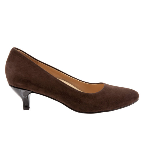 Trotters Kiera T1805-203 Womens Brown Narrow Suede Slip On Pumps Heels Shoes