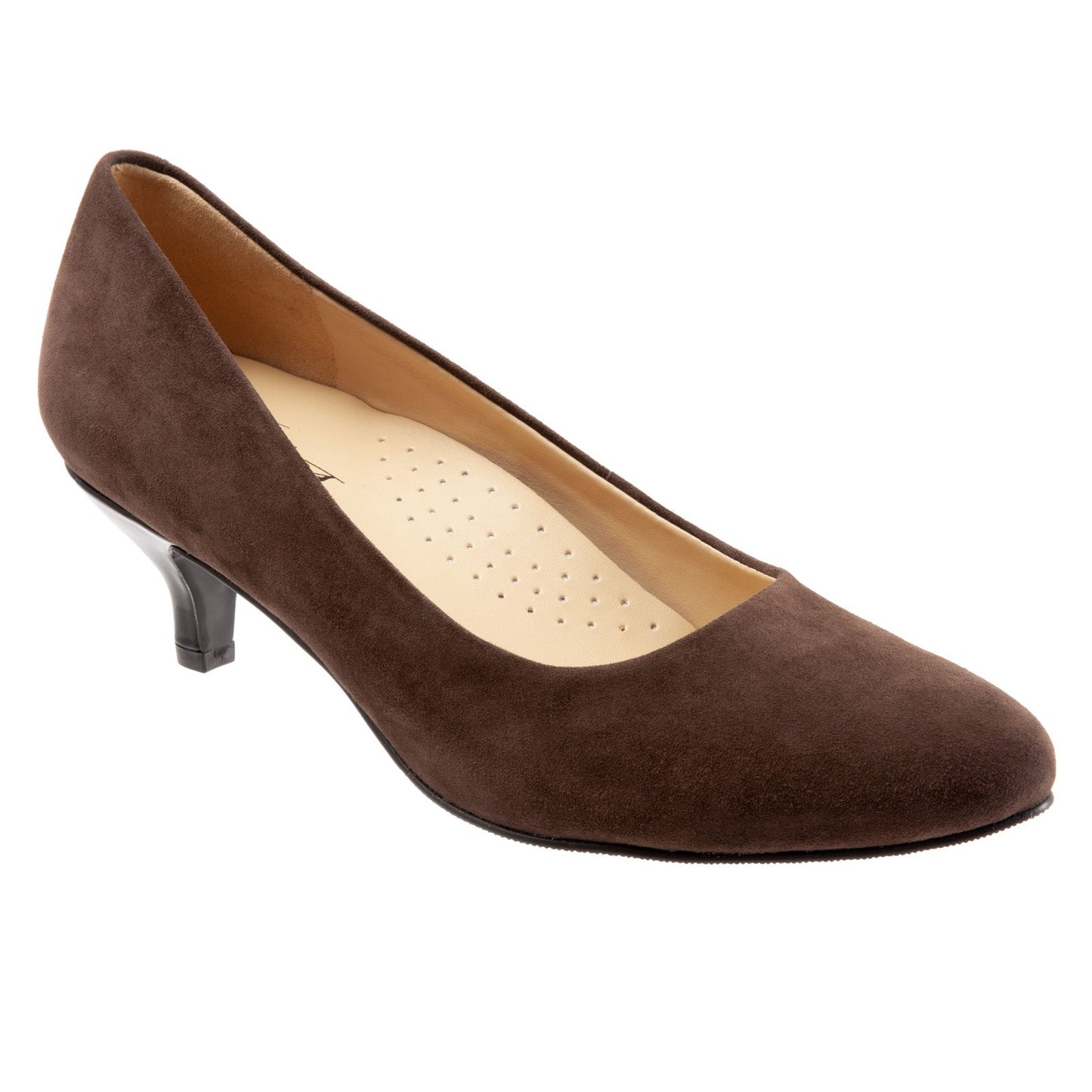 Trotters Kiera T1805-203 Womens Brown Narrow Suede Slip On Pumps Heels Shoes