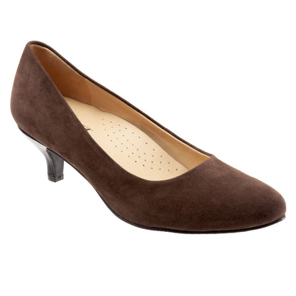 Trotters Kiera T1805-203 Womens Brown Narrow Suede Slip On Pumps Heels Shoes