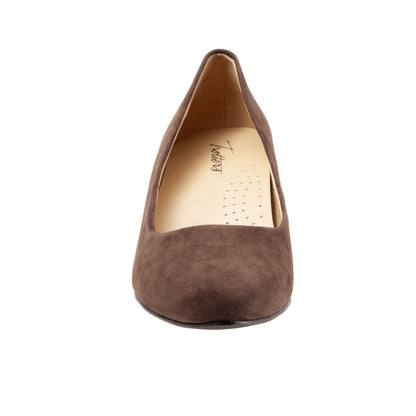 Trotters Kiera T1805-203 Womens Brown Extra Wide Suede Pumps Heels Shoes