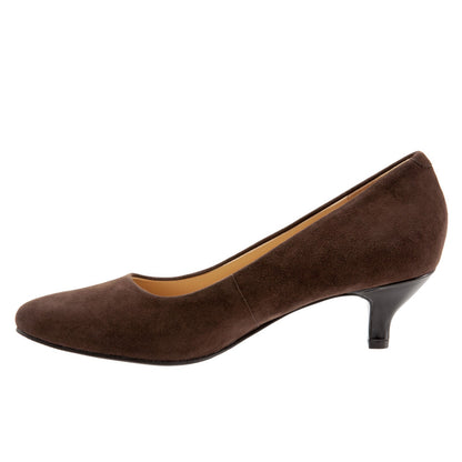 Trotters Kiera T1805-203 Womens Brown Extra Wide Suede Pumps Heels Shoes