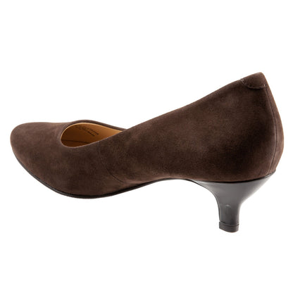 Trotters Kiera T1805-203 Womens Brown Extra Wide Suede Pumps Heels Shoes
