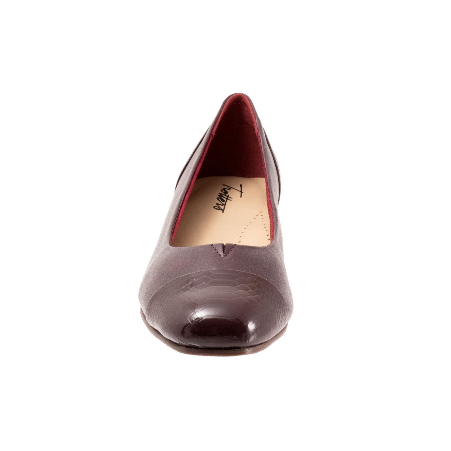 Trotters Daisy T2053-651 Womens Burgundy Leather Slip On Pumps Heels Shoes