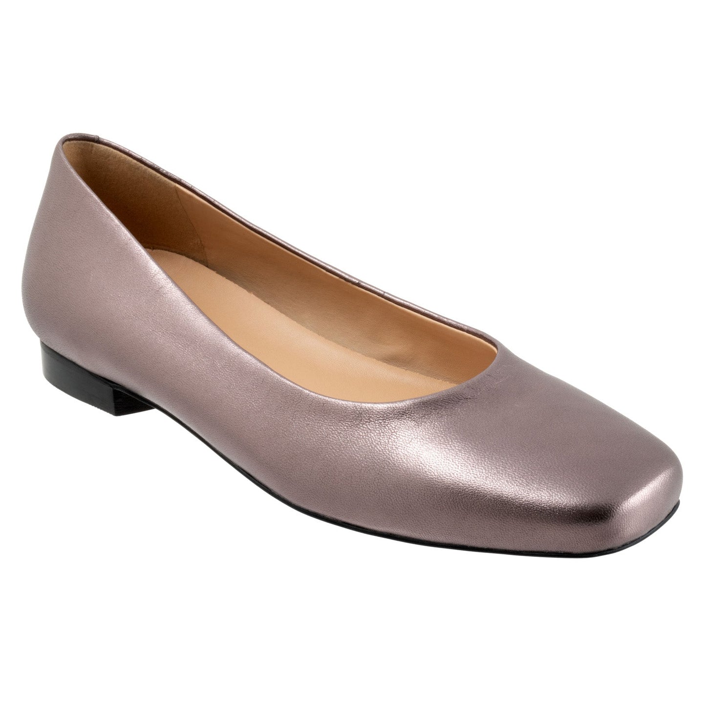 Trotters Honor T2057-033 Womens Gray Leather Slip On Ballet Flats Shoes