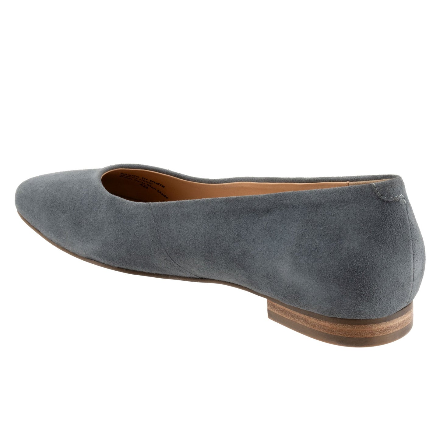 Trotters Honor T2057-471 Womens Gray Wide Suede Slip On Ballet Flats Shoes