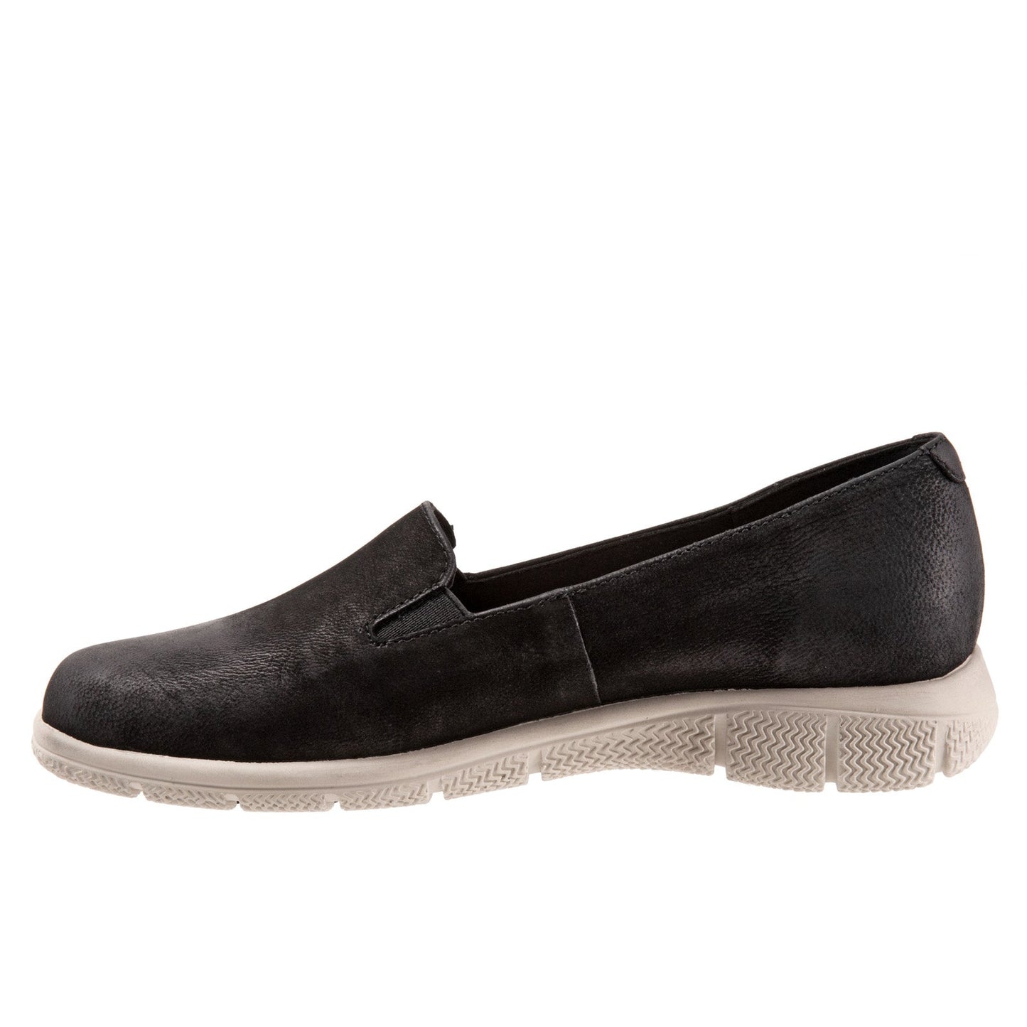Trotters Universal T2110-036 Womens Black Nubuck Slip On Loafer Flats Shoes