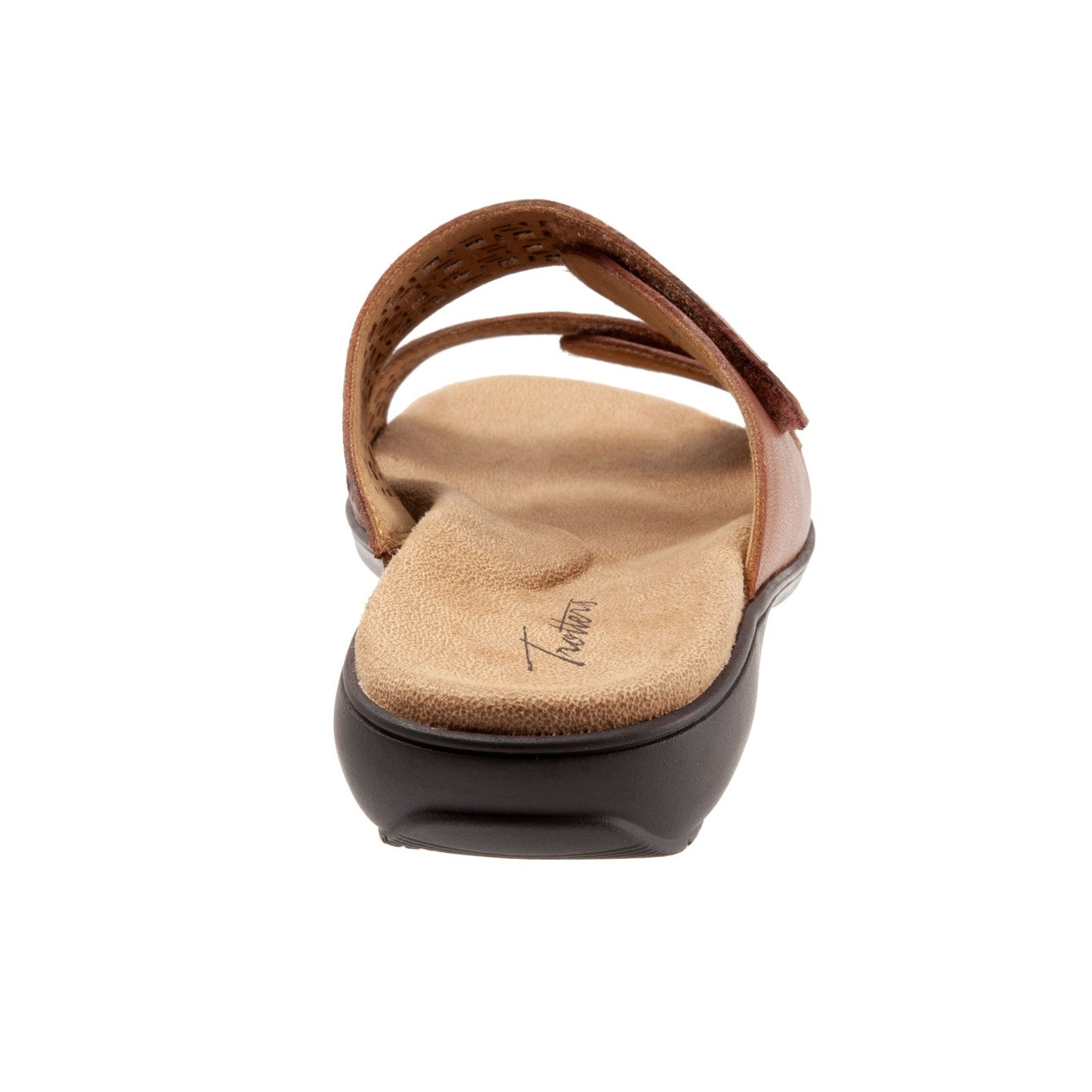 Trotters Ruthie T2113-215 Womens Brown Leather Strap Slides Sandals Shoes
