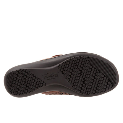 Trotters Ruthie T2113-215 Womens Brown Leather Strap Slides Sandals Shoes