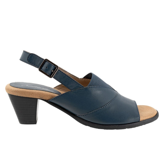 Trotters Mavis T2206-400 Womens Blue Narrow Leather Heeled Sandals Shoes