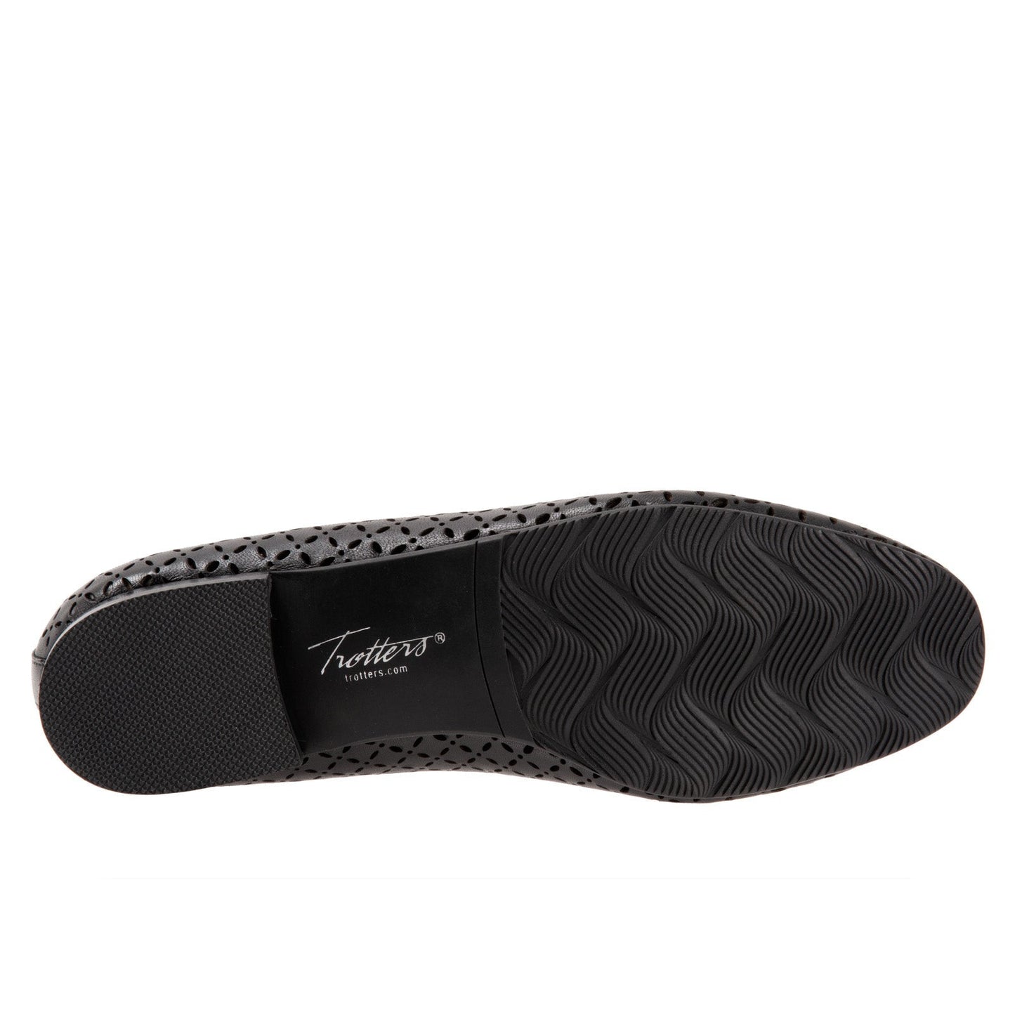 Trotters Ginger T2219-001 Womens Black Wide Leather Loafer Flats Shoes