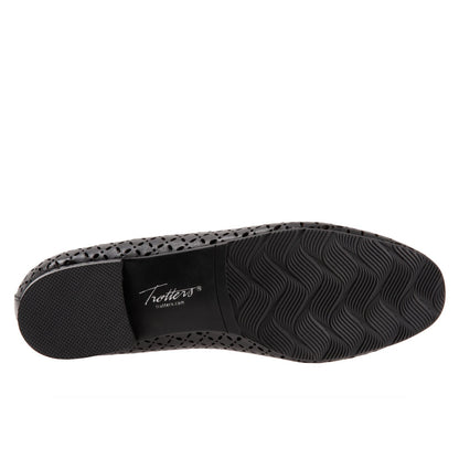 Trotters Ginger T2219-001 Womens Black Wide Leather Loafer Flats Shoes