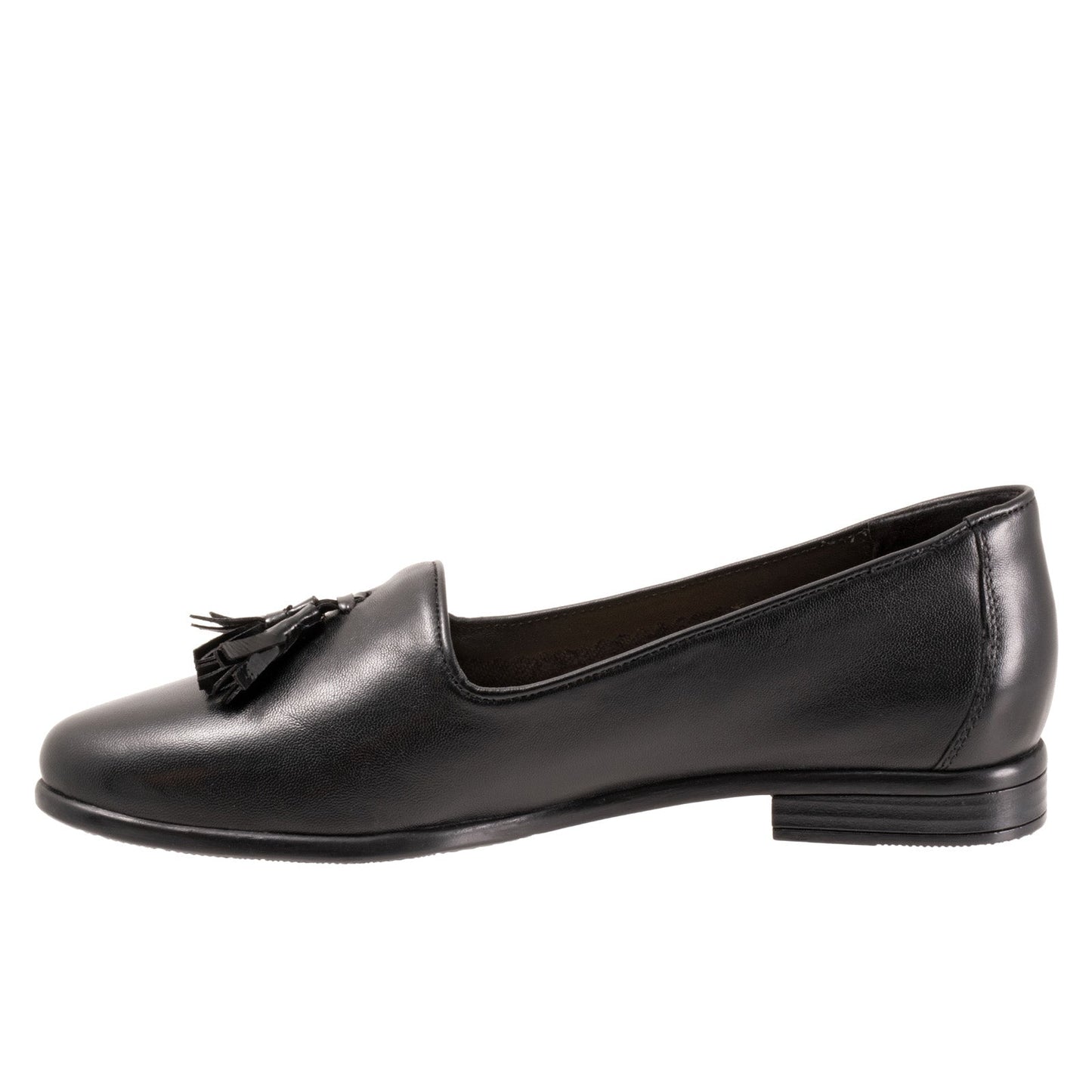 Trotters Liz Tassel T2224-054 Womens Black Leather Loafer Flats Shoes