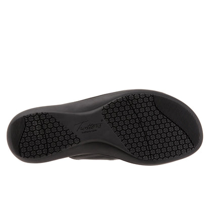 Trotters Ruthie Woven T2234-001 Womens Black Leather Slides Sandals Shoes