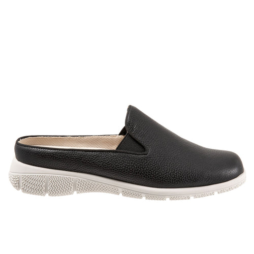 Trotters Uma T2238-001 Womens Black Leather Slip On Mule Flats Shoes