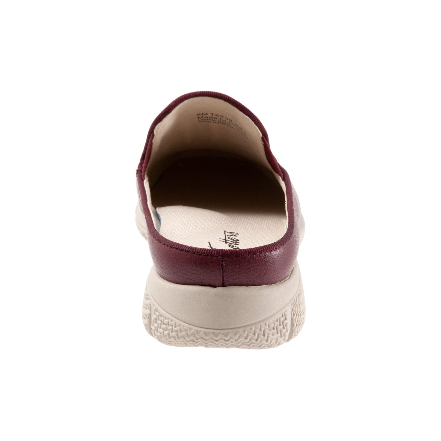 Trotters Uma T2238-641 Womens Burgundy Leather Slip On Mule Flats Shoes