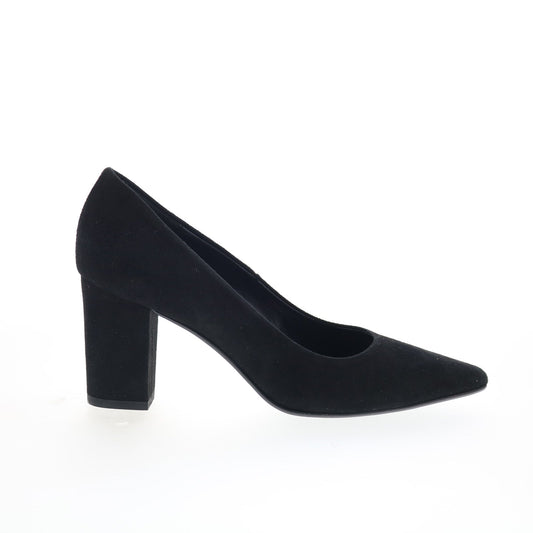 Via Studio Camoscio Pelle VIA 4 Womens Black Suede Slip On Pumps Heels Shoes