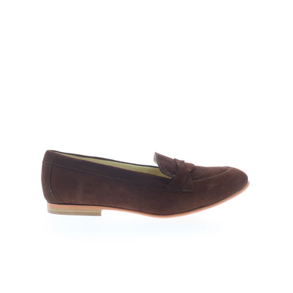 Hitchcock Alice W215 Womens Brown Wide Suede Slip On Loafer Flats Shoes