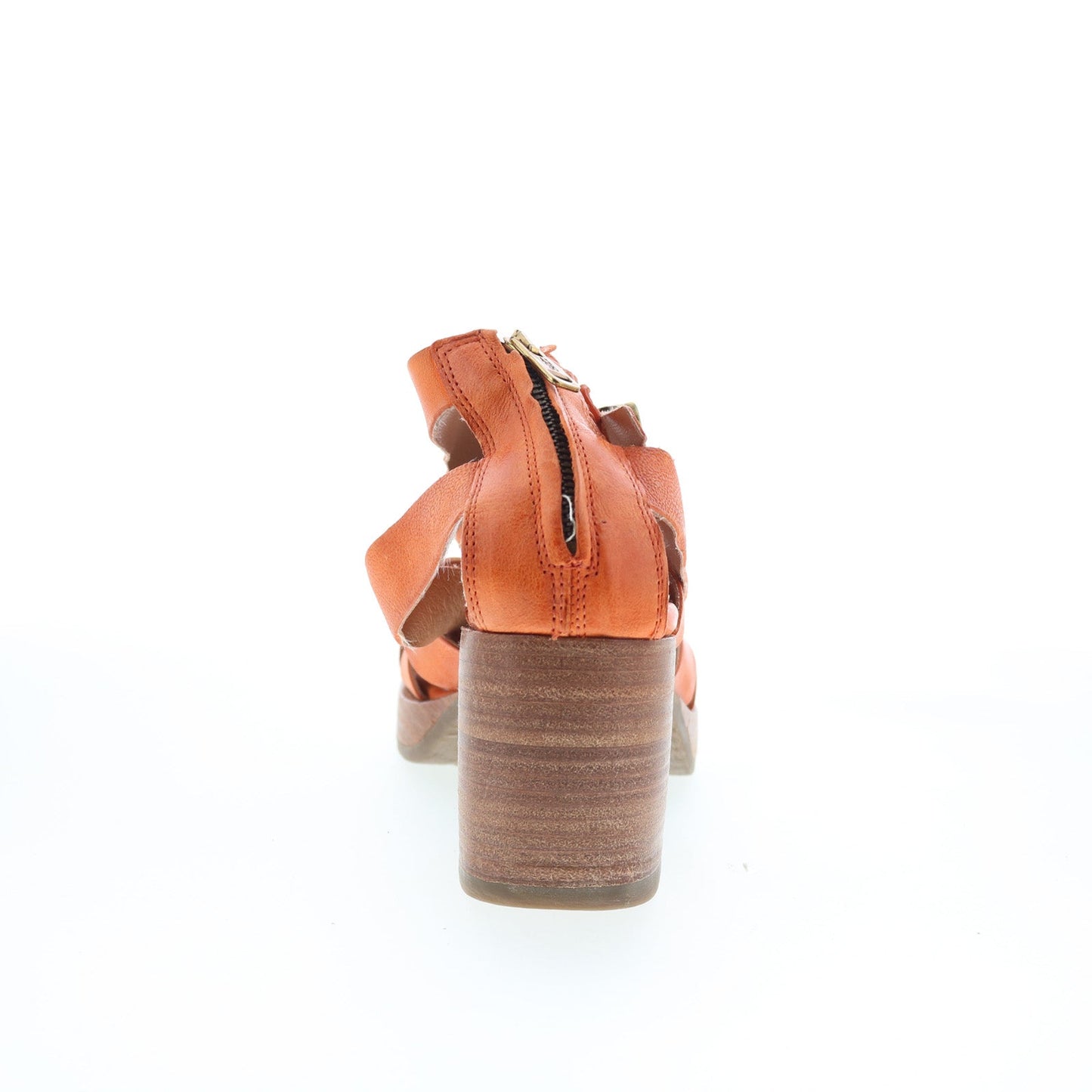 A.S. 98 Alfred Womens Orange Leather Hook & Loop Heeled Sandals Shoes