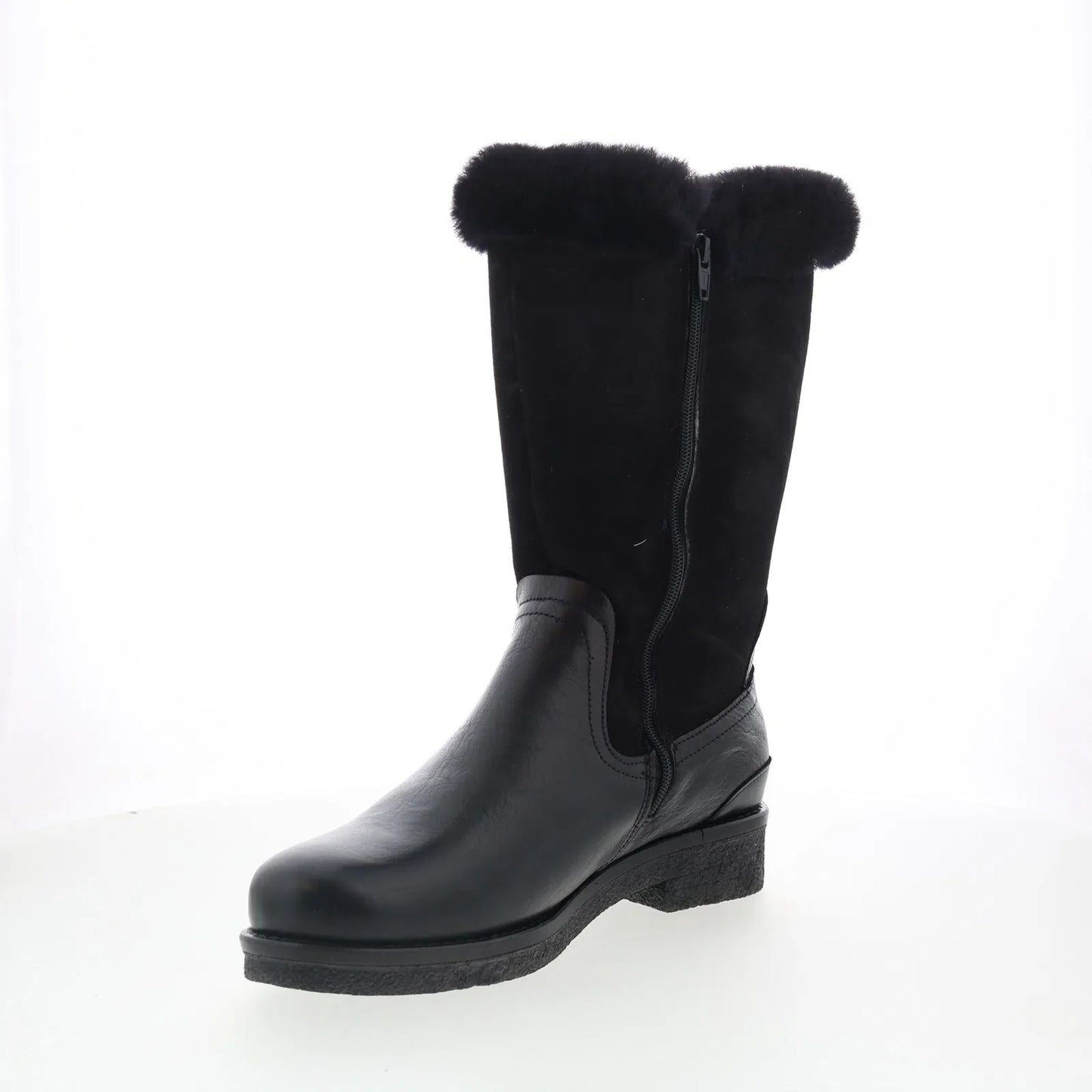 Pajar Amarillo 57948 Womens Black Leather Zipper Mid Calf Boots