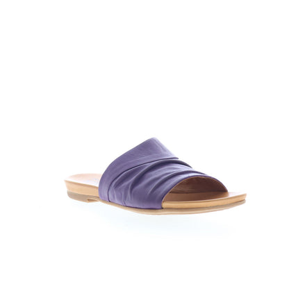 Miz Mooz Aria Womens Purple Leather Slip On Slides Sandals Shoes