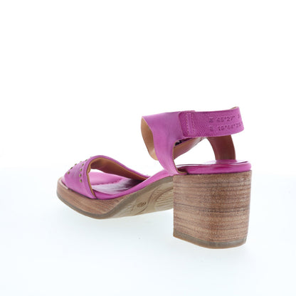 A.S. 98 Arvin Womens Purple Leather Hook & Loop Heeled Sandals Shoes