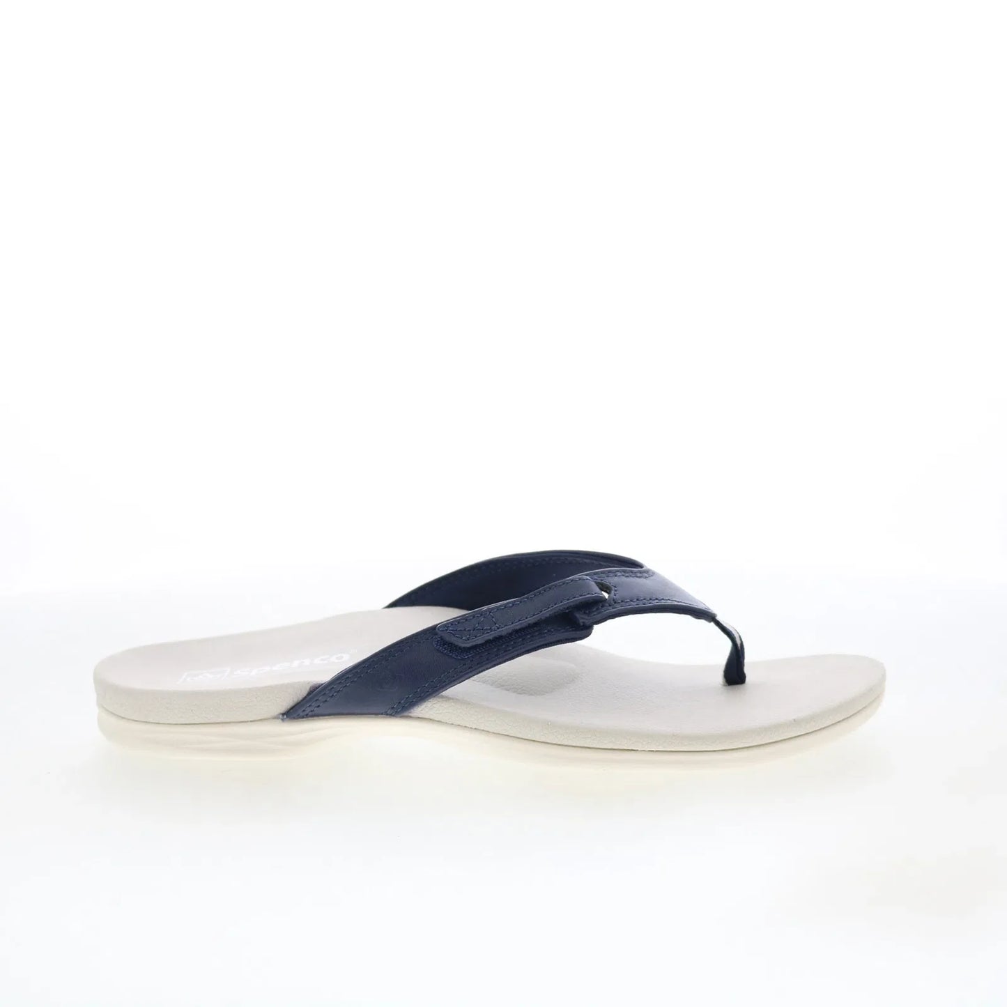 Spenco Ava SP1137PEA Womens Blue Leather Slip On Flip-Flops Sandals Shoes