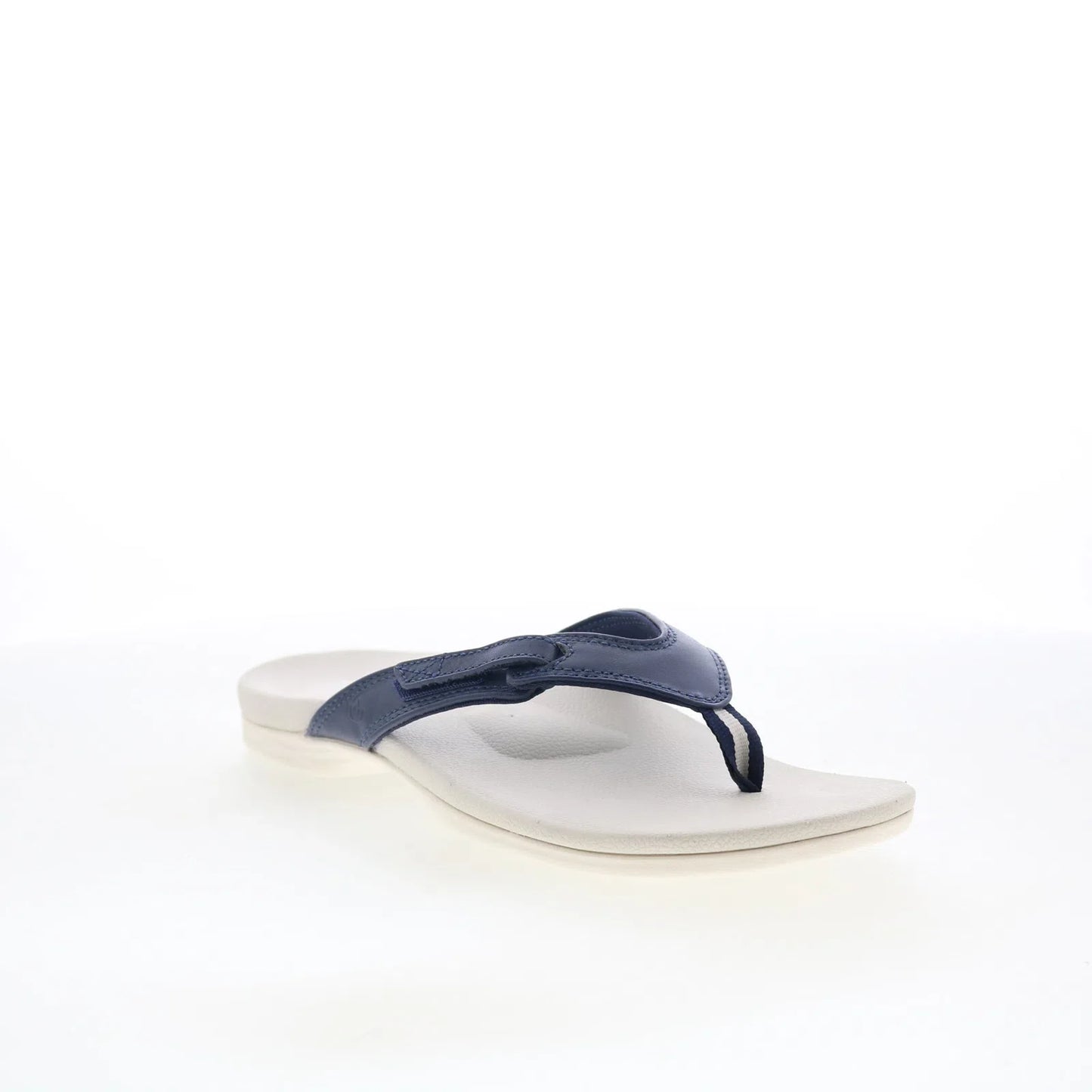 Spenco Ava SP1137PEA Womens Blue Leather Slip On Flip-Flops Sandals Shoes