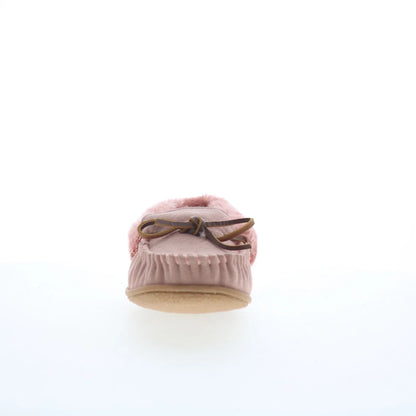 Minnetonka Camp Collar Moc 40798 Womens Pink Suede Moccasin Slippers Shoes