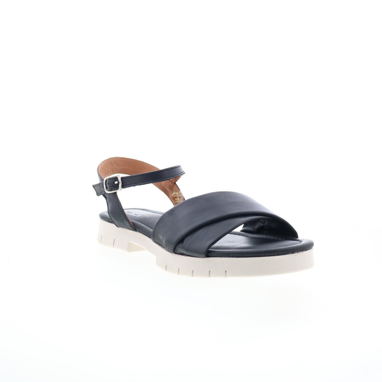 Miz Mooz Caylee Womens Black Leather Hook & Loop Strap Sandals Shoes