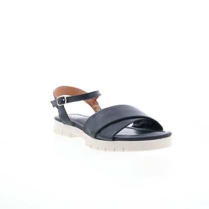 Miz Mooz Caylee Womens Black Leather Hook & Loop Strap Sandals Shoes