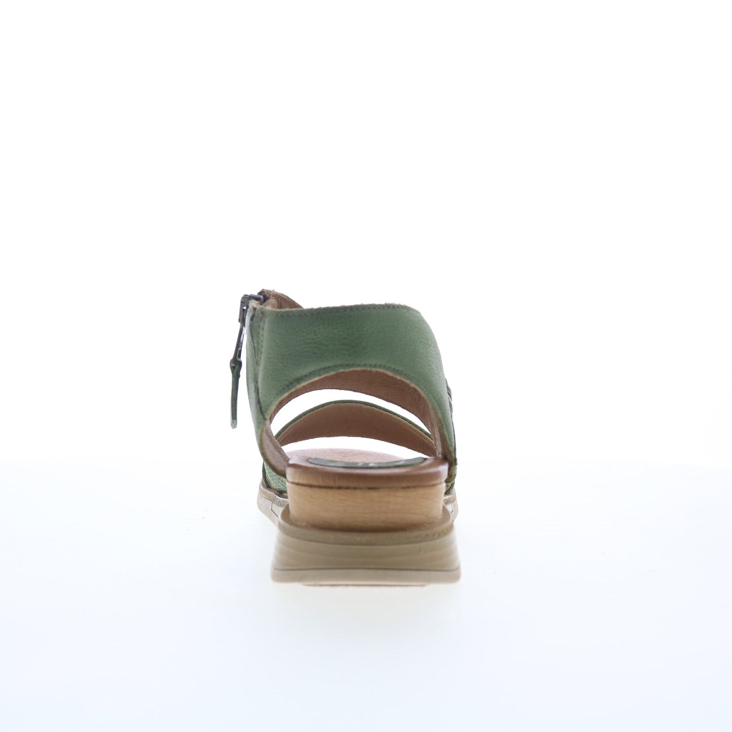 Miz Mooz Cece Womens Green Leather Zipper Wedges Sandals Shoes