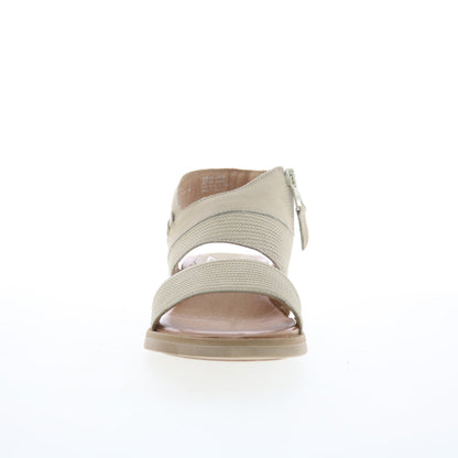 Miz Mooz Cece Womens Beige Leather Zipper Wedges Sandals Shoes