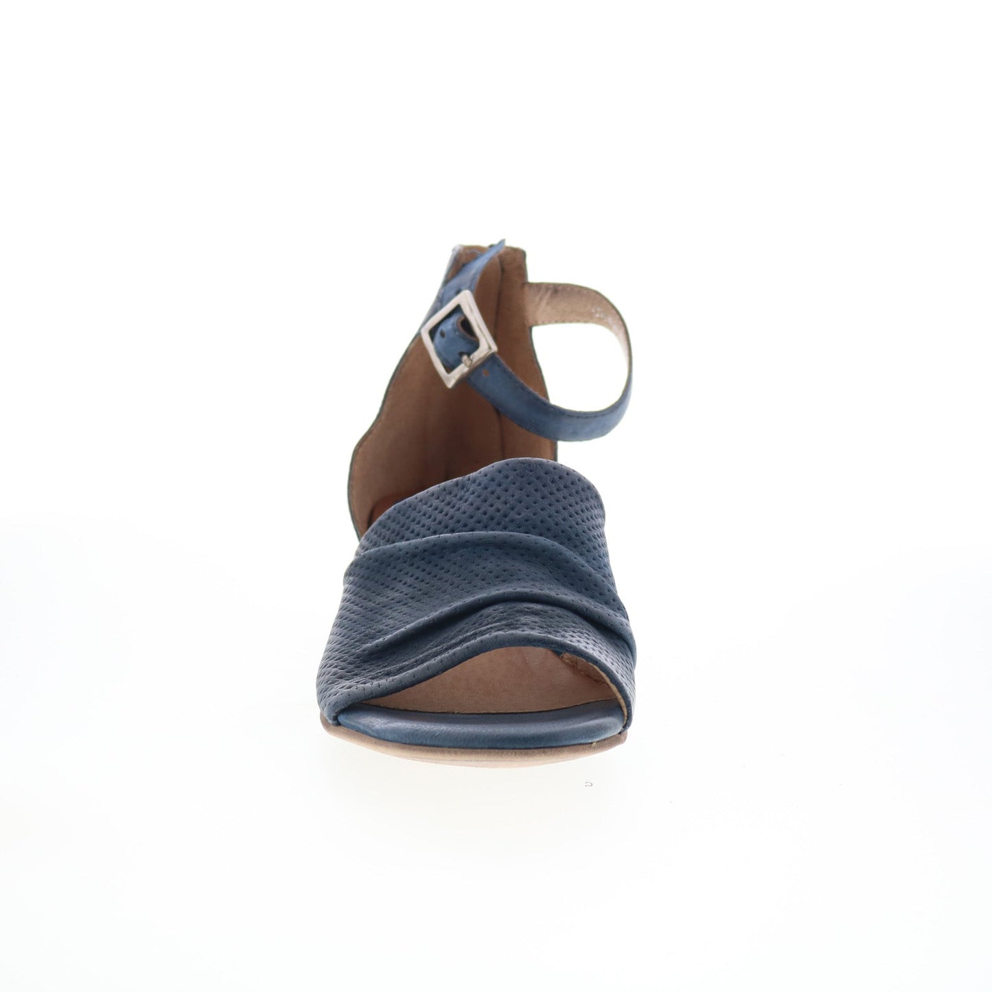 Miz Mooz Charley Womens Blue Leather Hook & Loop Heeled Sandals Shoes