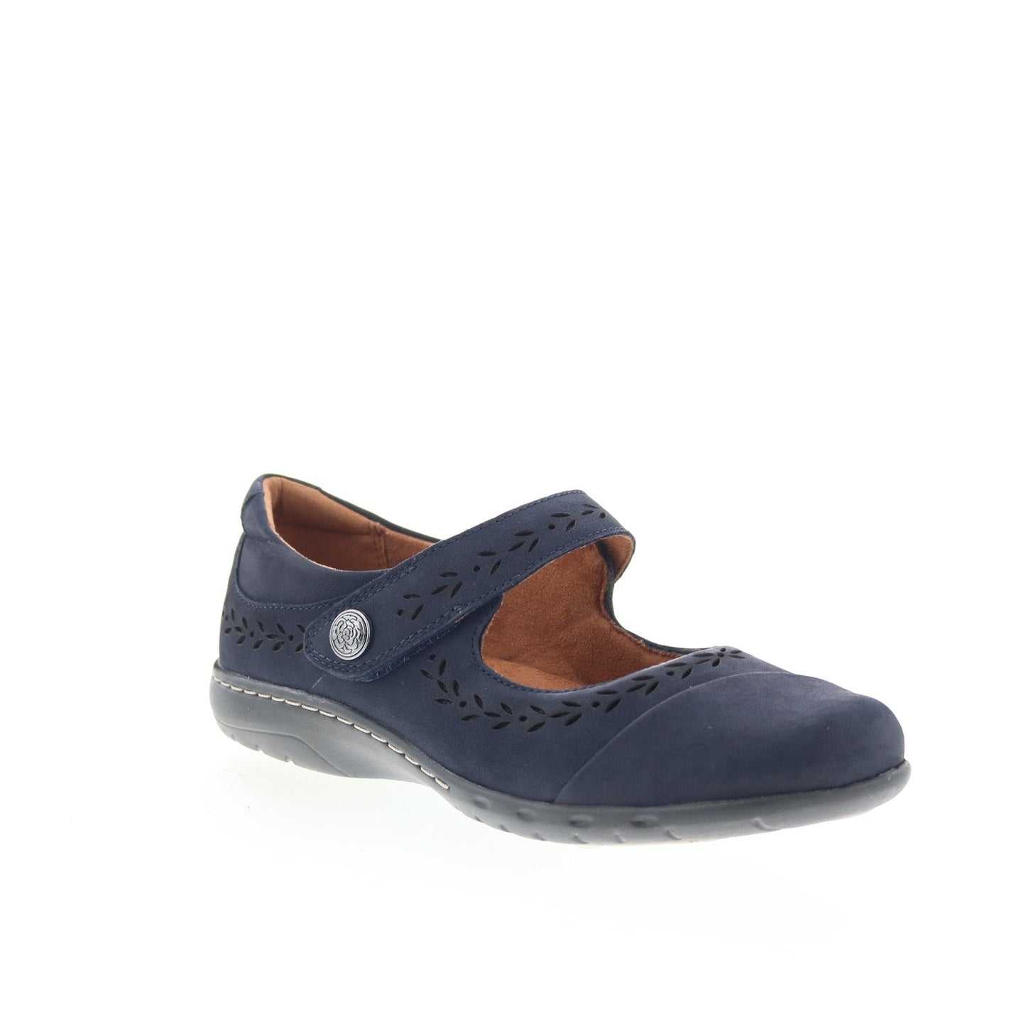 Cobb Hill Perry CHPERRY Womens Blue Suede Strap Mary Jane Flats Shoes