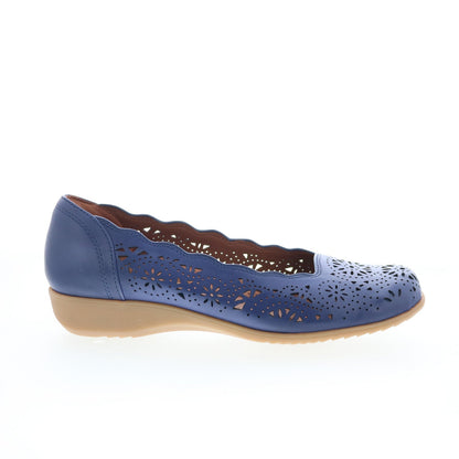 Cobb Hill Rory CHRORY Womens Blue  Narrow Leather Slip On Ballet Flats Shoes