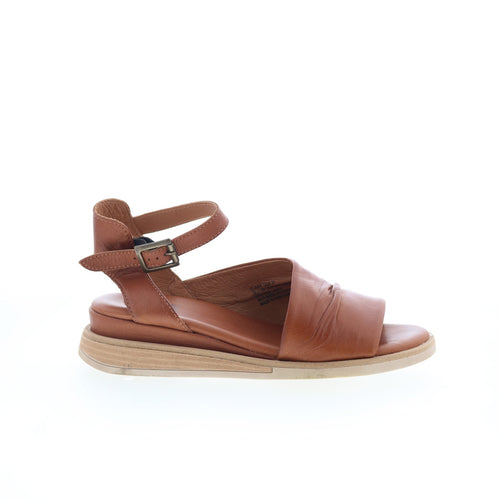 Miz Mooz Claire Womens Brown Leather Hook & Loop Slingback Sandals Shoes