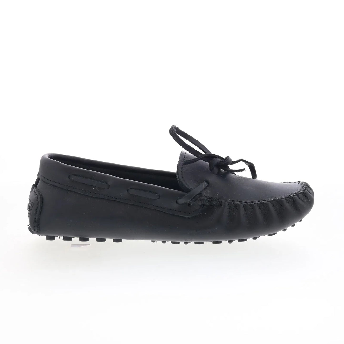 Minnetonka Classic Driver 698Z Womens Black Leather Loafer Flats Shoes