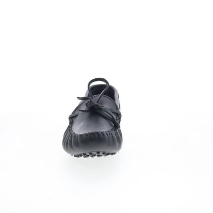 Minnetonka Classic Driver 698Z Womens Black Leather Loafer Flats Shoes