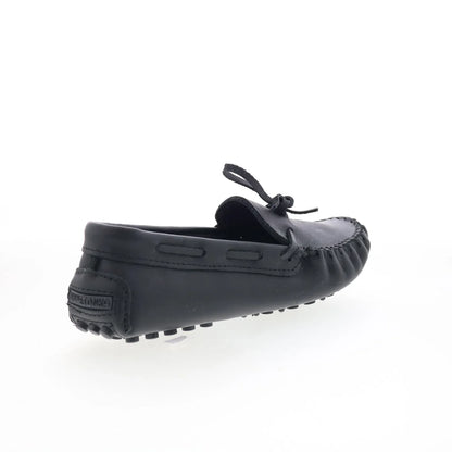 Minnetonka Classic Driver 698Z Womens Black Leather Loafer Flats Shoes