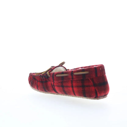 Minnetonka Comfy Moc 4000602 Womens Red Canvas Loafer Slippers Shoes